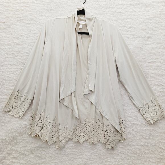 Kimono Krazy Kat Open Cardigan Beige Lace Boho Romantic Fairy Sueded Y2K Size L - Picture 1 of 14